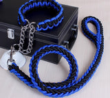 Double Strand Rope Large Dog Leashes Metal P Chain Buckle National Color Pet Traction Rope Collar Set For Big Dogs 1.2m Length