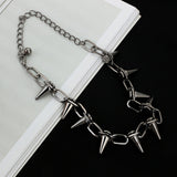 Silver Spike Rivet Necklace