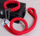 Double Strand Rope Large Dog Leashes Metal P Chain Buckle National Color Pet Traction Rope Collar Set For Big Dogs 1.2m Length