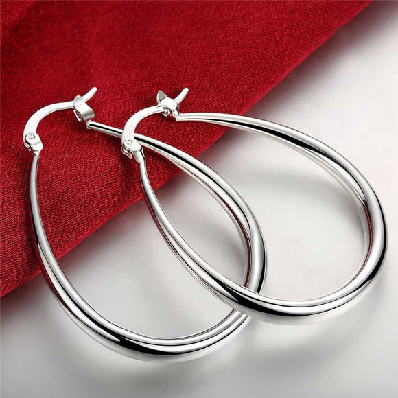 925 Silver Smooth Circle Hoop Earrings