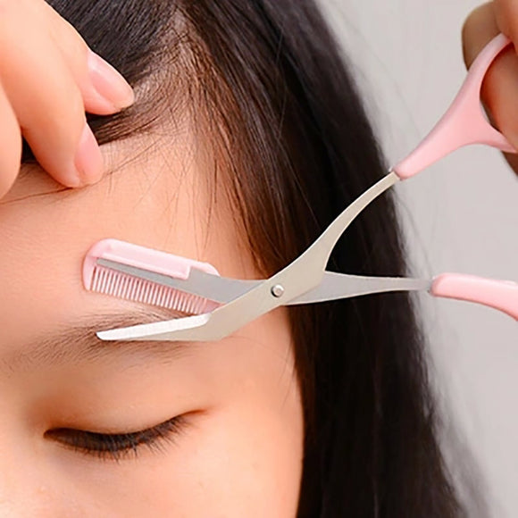 Pink Eyebrow Trimmer Scissors With Comb-beauty-[women]-[necklace]-[jewelry]-Shopdreamstoday