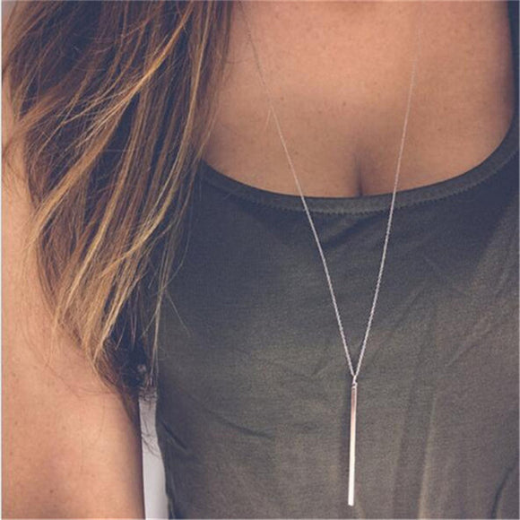 long chain gold bar necklace