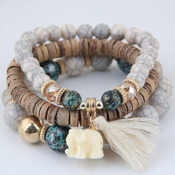 3pcs/set Wooden Beads Bracelets For Women Bohemia Elephant Tassel Charm Bracelets & Bangles Set Boho Vintage Jewelry Femme-[women]-[necklace]-[jewelry]-Shopdreamstoday