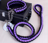 Double Strand Rope Large Dog Leashes Metal P Chain Buckle National Color Pet Traction Rope Collar Set For Big Dogs 1.2m Length